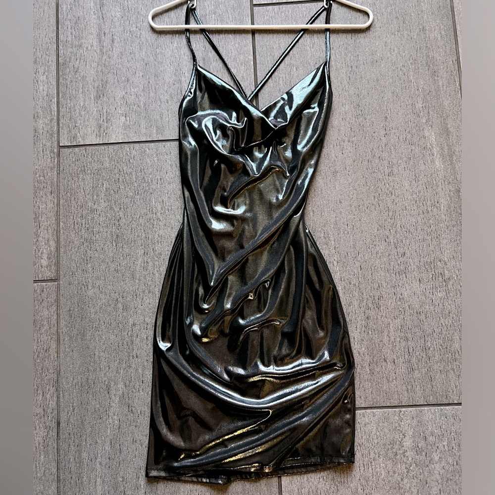 Cool toned metallic bodycon dress